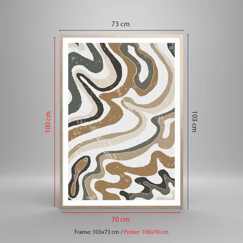 Plakát v rámu světlý dub - Meandry zemitých barev - 70x100 cm