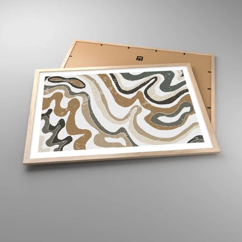Plakát v rámu světlý dub - Meandry zemitých barev - 70x50 cm
