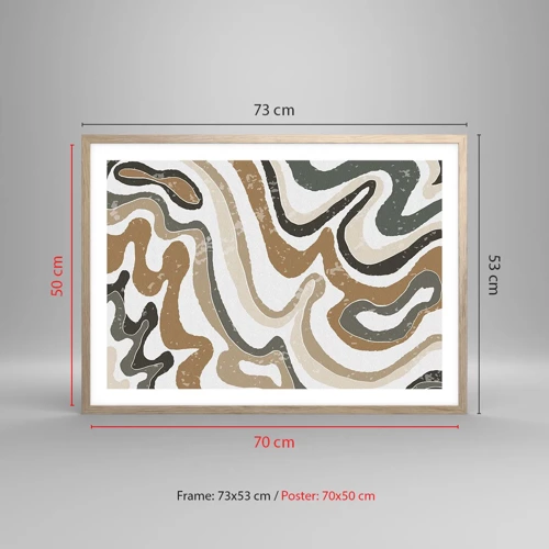 Plakát v rámu světlý dub - Meandry zemitých barev - 70x50 cm