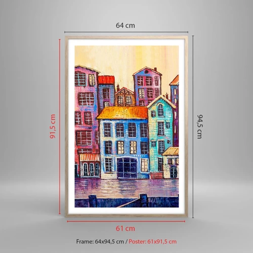 Plakát v rámu světlý dub - Město jako z pohádky - 61x91 cm