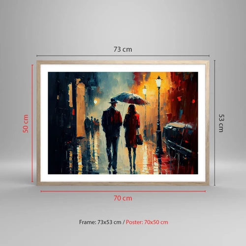 Plakát v rámu světlý dub - Městská love story - 70x50 cm