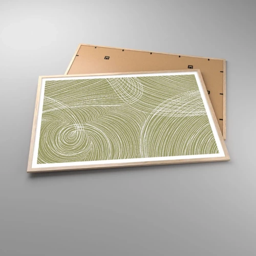 Plakát v rámu světlý dub - Mistrovská abstrakce v bílé - 100x70 cm