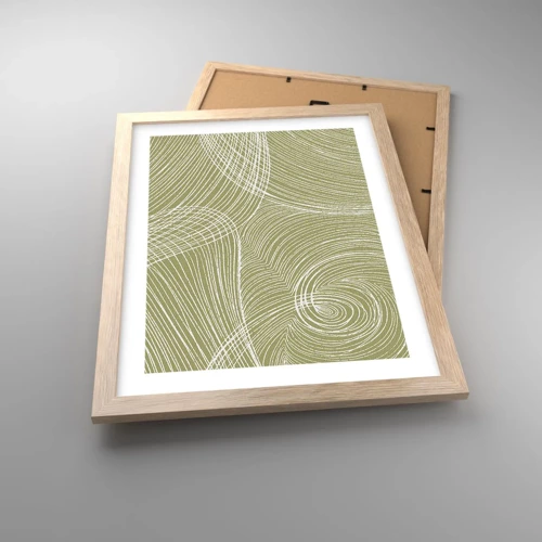 Plakát v rámu světlý dub - Mistrovská abstrakce v bílé - 30x40 cm