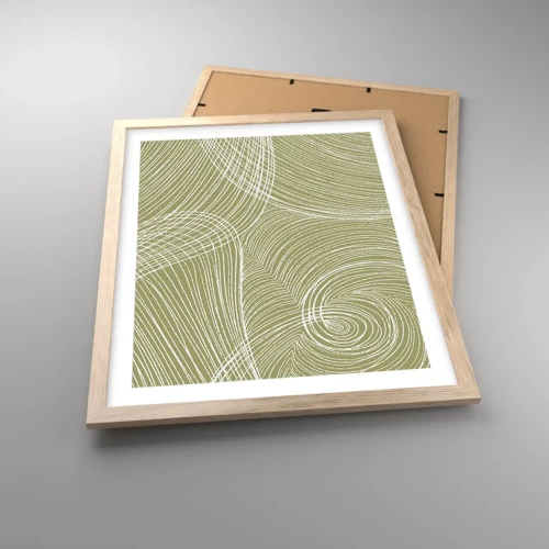 Plakát v rámu světlý dub - Mistrovská abstrakce v bílé - 40x50 cm