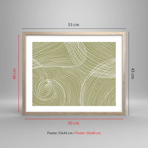 Plakát v rámu světlý dub - Mistrovská abstrakce v bílé - 50x40 cm