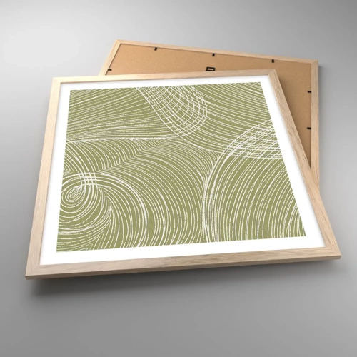 Plakát v rámu světlý dub - Mistrovská abstrakce v bílé - 50x50 cm