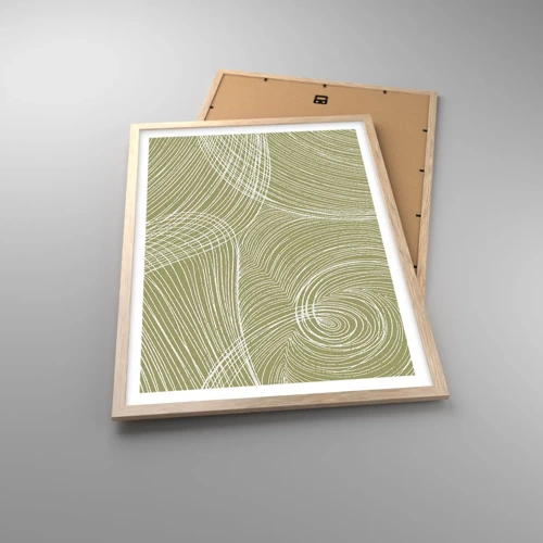 Plakát v rámu světlý dub - Mistrovská abstrakce v bílé - 50x70 cm