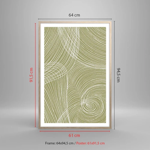 Plakát v rámu světlý dub - Mistrovská abstrakce v bílé - 61x91 cm