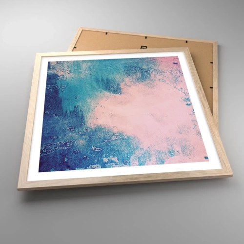 Plakát v rámu světlý dub - Modrá objetí - 50x50 cm