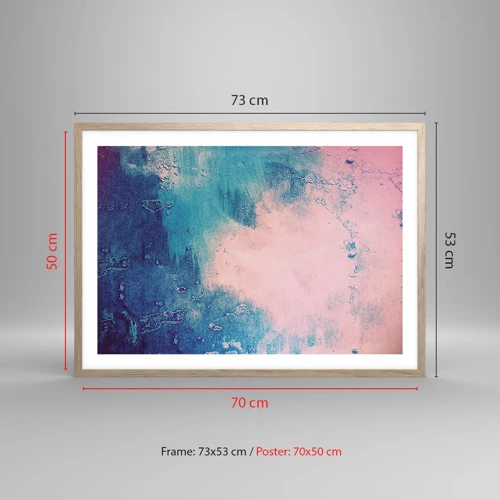 Plakát v rámu světlý dub - Modrá objetí - 70x50 cm