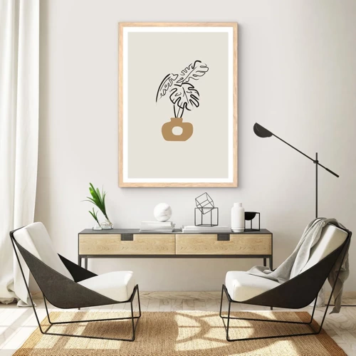 Plakát v rámu světlý dub - Monstera – ozdoba pro domácnost - 30x40 cm