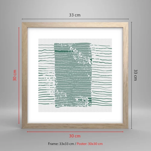 Plakát v rámu světlý dub - Mořská abstrakce - 30x30 cm