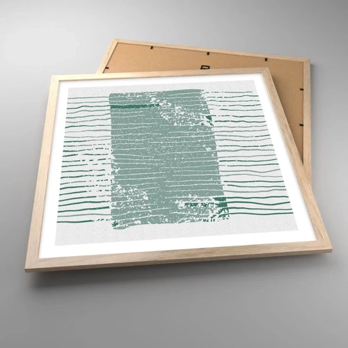 Plakát v rámu světlý dub - Mořská abstrakce - 50x50 cm