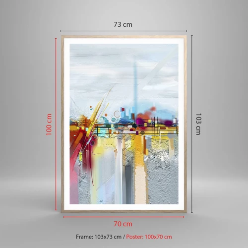 Plakát v rámu světlý dub - Most radosti nad řekou života - 70x100 cm