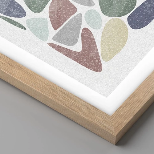 Plakát v rámu světlý dub - Mozaika práškových barev - 100x70 cm