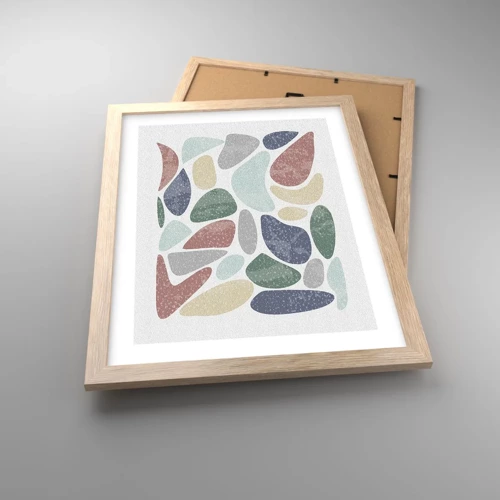 Plakát v rámu světlý dub - Mozaika práškových barev - 30x40 cm