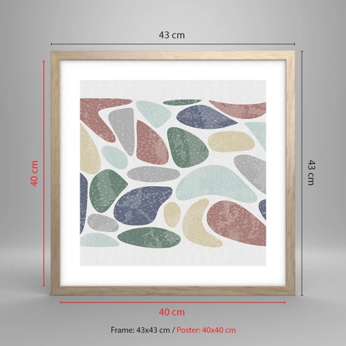 Plakát v rámu světlý dub - Mozaika práškových barev - 40x40 cm
