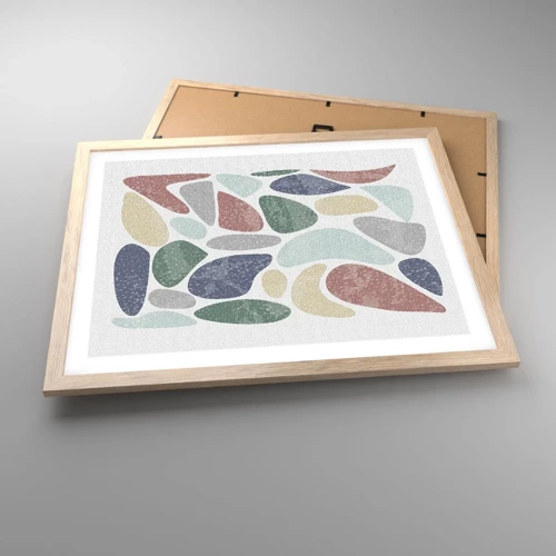 Plakát v rámu světlý dub - Mozaika práškových barev - 50x40 cm