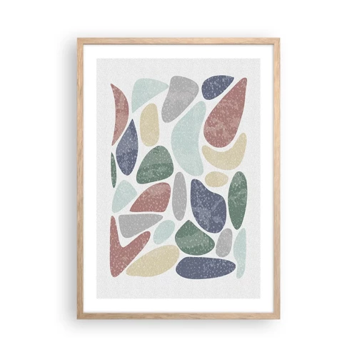 Plakát v rámu světlý dub - Mozaika práškových barev - 50x70 cm