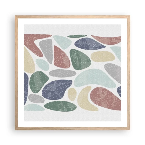 Plakát v rámu světlý dub - Mozaika práškových barev - 60x60 cm