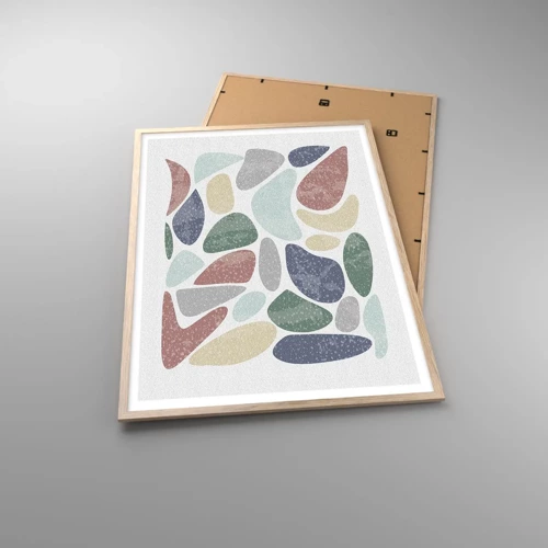 Plakát v rámu světlý dub - Mozaika práškových barev - 70x100 cm