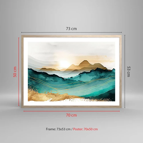 Plakát v rámu světlý dub - Na pokraji abstrakce – krajina - 70x50 cm