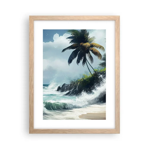 Plakát v rámu světlý dub - Na tropickém pobřeží - 30x40 cm