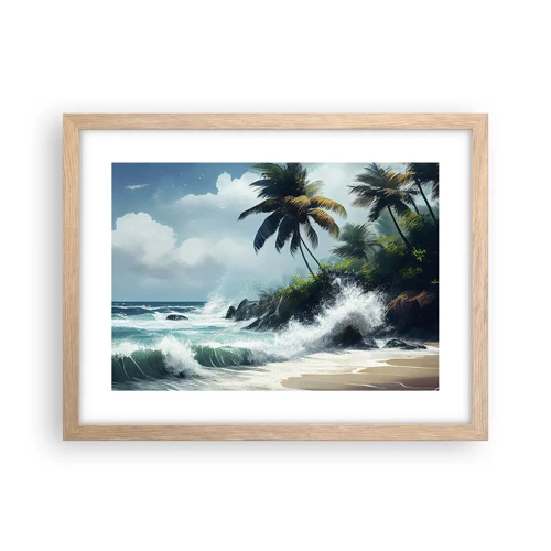 Plakát v rámu světlý dub - Na tropickém pobřeží - 40x30 cm