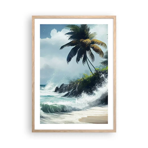 Plakát v rámu světlý dub - Na tropickém pobřeží - 50x70 cm
