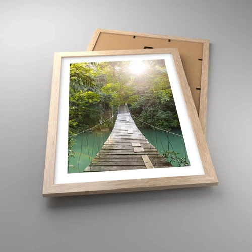 Plakát v rámu světlý dub - Nad azurovou vodou do azurového lesa - 30x40 cm
