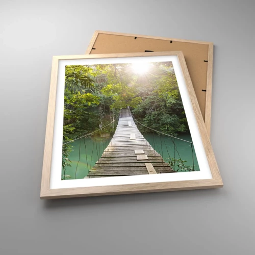 Plakát v rámu světlý dub - Nad azurovou vodou do azurového lesa - 40x50 cm