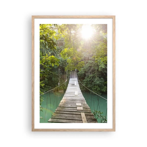Plakát v rámu světlý dub - Nad azurovou vodou do azurového lesa - 50x70 cm