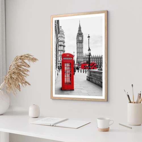 Plakát v rámu světlý dub - Nepochybně Londýn - 40x50 cm