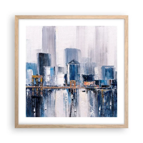 Plakát v rámu světlý dub - Newyorská imprese - 50x50 cm