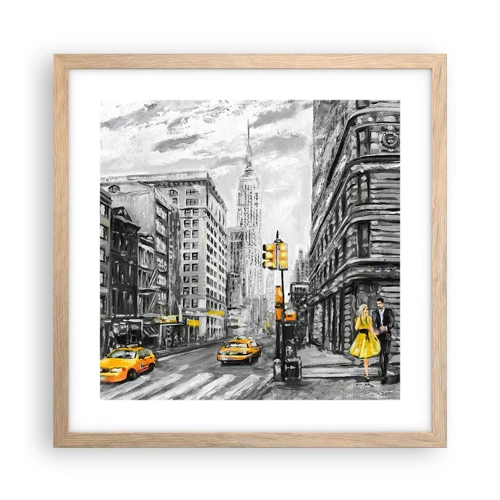 Plakát v rámu světlý dub - Newyorský příběh - 40x40 cm