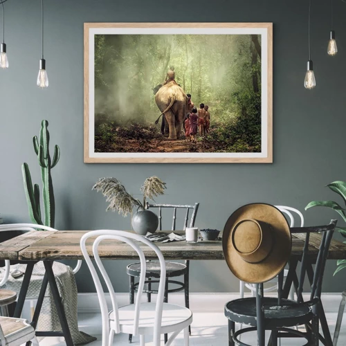 Plakát v rámu světlý dub - Nová Kniha džunglí - 100x70 cm