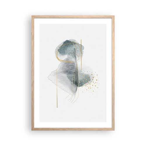 Plakát v rámu světlý dub - O vztahu mezi šedou a zlatou - 50x70 cm
