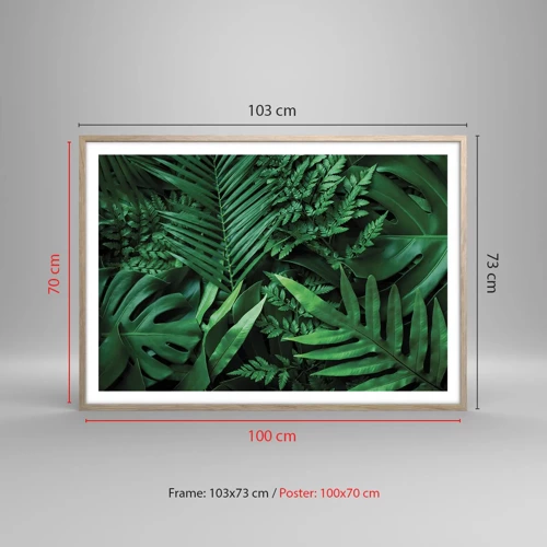 Plakát v rámu světlý dub - Objaté v zeleni - 100x70 cm