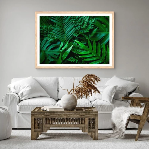 Plakát v rámu světlý dub - Objaté v zeleni - 100x70 cm