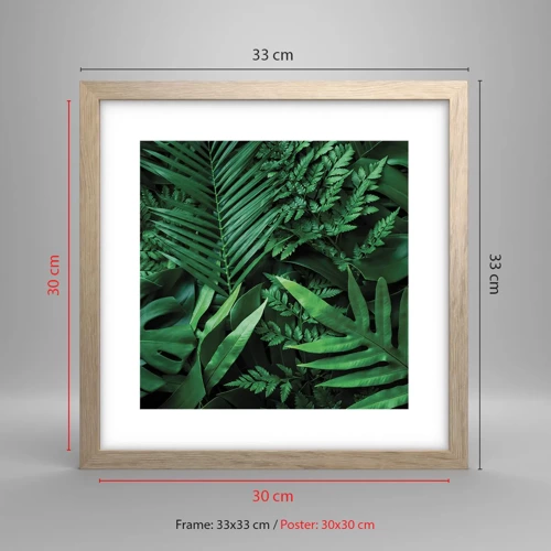 Plakát v rámu světlý dub - Objaté v zeleni - 30x30 cm
