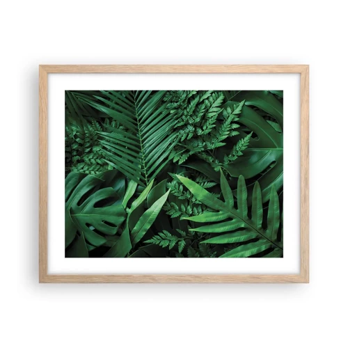 Plakát v rámu světlý dub - Objaté v zeleni - 50x40 cm