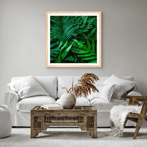 Plakát v rámu světlý dub - Objaté v zeleni - 50x50 cm