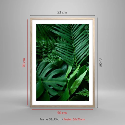Plakát v rámu světlý dub - Objaté v zeleni - 50x70 cm