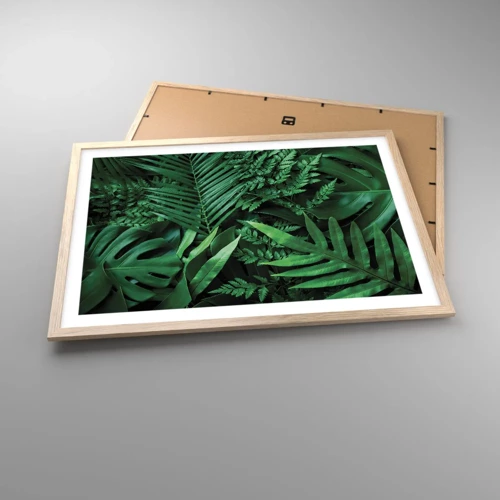 Plakát v rámu světlý dub - Objaté v zeleni - 70x50 cm