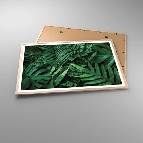 Plakát v rámu světlý dub - Objaté v zeleni - 91x61 cm