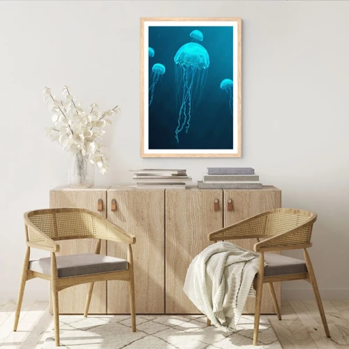 Plakát v rámu světlý dub - Oceánský tanec - 40x50 cm