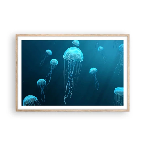 Plakát v rámu světlý dub - Oceánský tanec - 91x61 cm