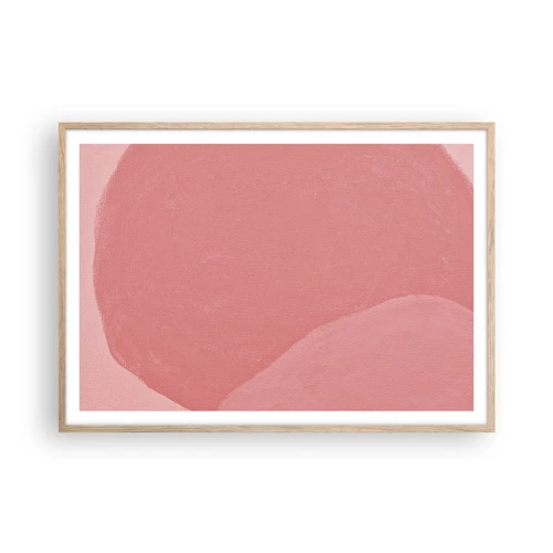 Plakát v rámu světlý dub - Organická kompozice v růžové - 100x70 cm