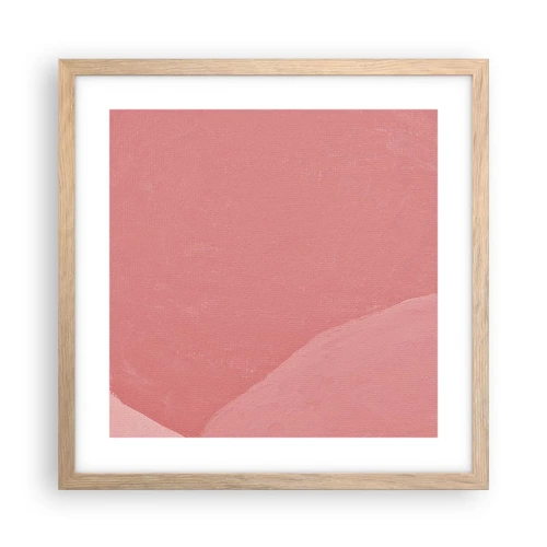 Plakát v rámu světlý dub - Organická kompozice v růžové - 40x40 cm