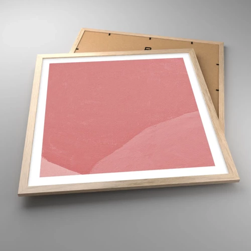 Plakát v rámu světlý dub - Organická kompozice v růžové - 50x50 cm